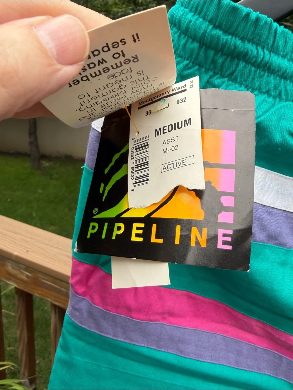 NOS vintage pipeline, surf trunks shorts teal, pink, purple Men's MED NWT